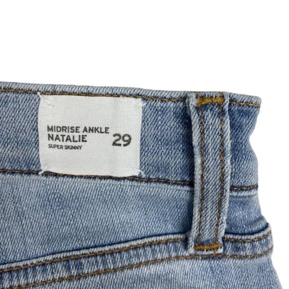 Hudson Blue Light Wash Natalie Midrise Ankle Super Skinny Distressed Jeans 29 - Picture 12 of 14